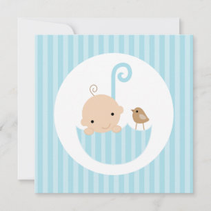 Baby in Blue Umbrella Baby shower Kaart