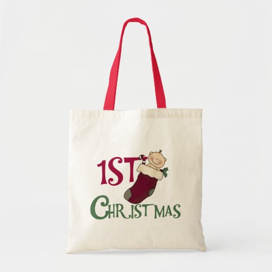 Baby in de Eerste Kerstkerst in Stocking Tote Bag (Voorkant)