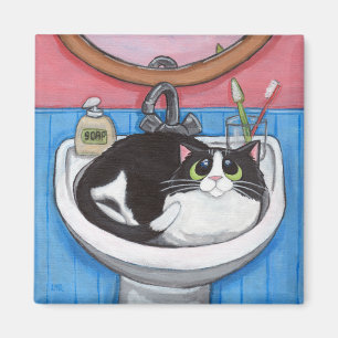 Baby in de gootsteen - Kat Magnet Magneet