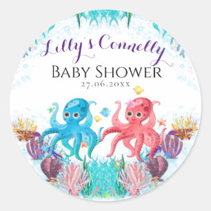 baby in de Oceaan Octopus kleurrijk Ronde Sticker