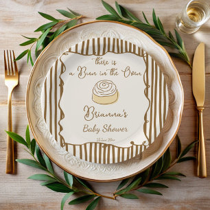 Baby in de oven bakken baby shower monogram papieren bordje