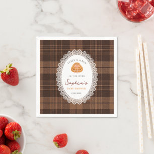 Baby in de oven bruine geruite baby shower servett servet