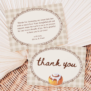 Baby in de Oven Gingham Bakkerij Baby Shower Bedankkaart