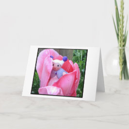 Baby in een roze tulp kaart