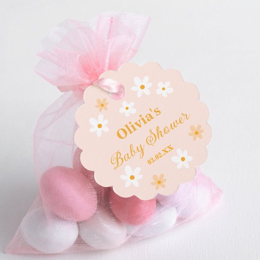 Baby in het Baby shower Bloom Bedankjes Labels