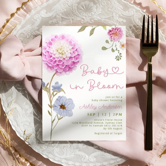 Baby in het Baby shower Bloom Garden Kaart