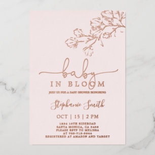 Baby in het Baby shower Bloom Girl Folie Uitnodiging