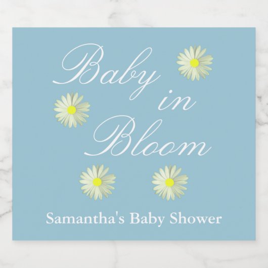 Baby in het Baby shower Bloom Sparkling Wijnetiket (Enkel label)