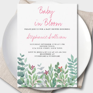 Baby in het Baby shower van Bloom Eucalyptus Green Kaart
