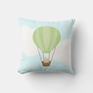 Baby in Hot Air Ballon {groen} Kussen