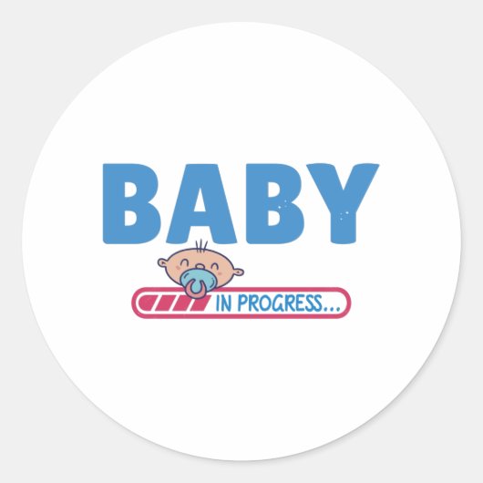 Baby in progress ronde sticker (Voorkant)