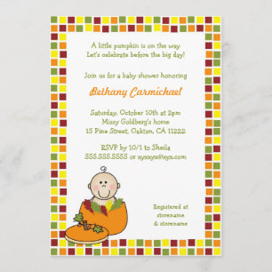 Baby in Pumpkin Baby shower nodigt/Herfst Mosaic u Kaart