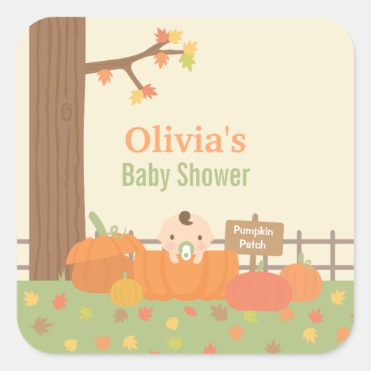 Baby in Pumpkin Patch Baby shower Decor Stickers (Voorkant)