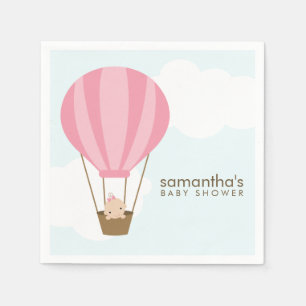 Baby in Roze Hete Luchtballon Baby shower Servetten