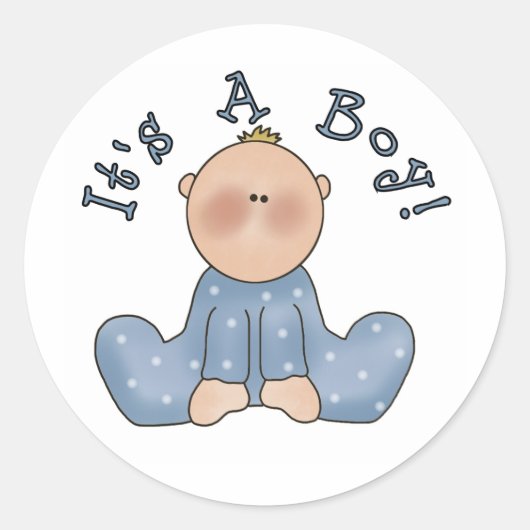 Baby in Sleeper Het is een jongen Ronde Sticker (Voorkant)