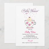 Baby in tea Cup Baby Shower-uitnodigingen Kaart (Voorkant / Achterkant)