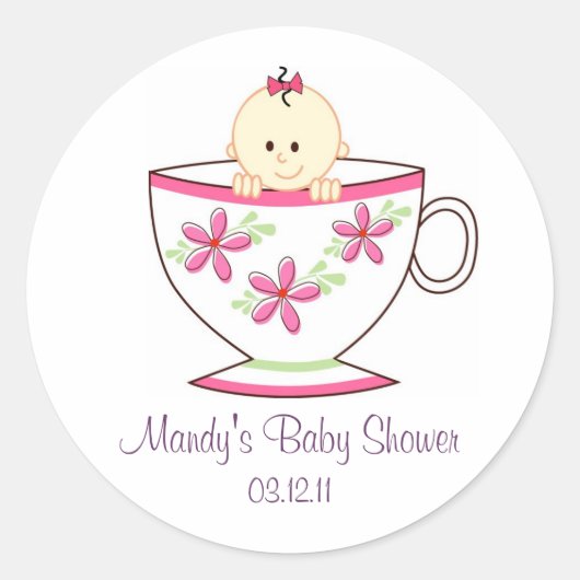 Baby in Tea Cup Stickers / Toppers (Voorkant)