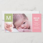 Baby Initiaal Geboorteaankondiging - Roze Aankondiging (Voorkant)