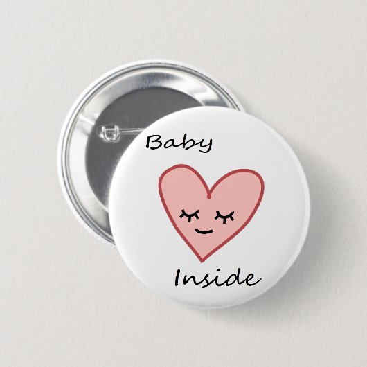 Baby Inside Heart Button Zwangere vrouwen Schuine (Voorkant /achterkant)