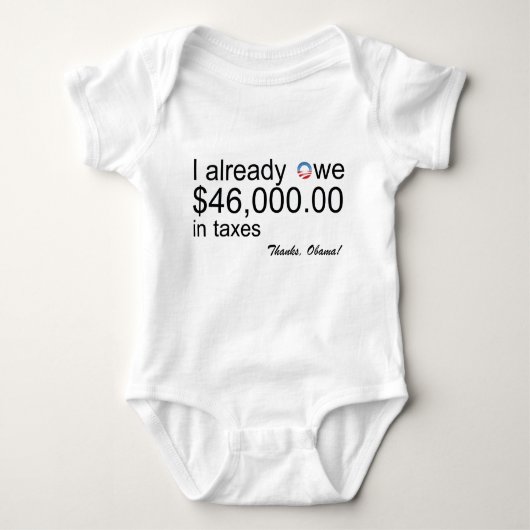 Baby is $46.000 verschuldigd in belastingen romper (Voorkant)