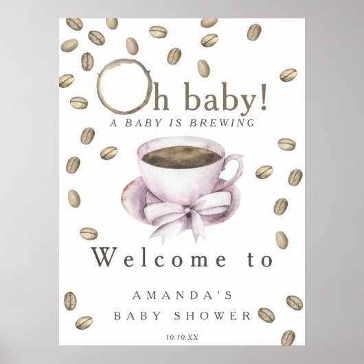 Baby is bezig met het opzetten van Welcome Coffee  Poster (Voorkant)