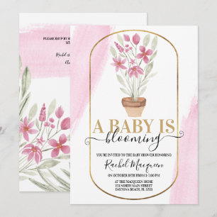 Baby is bloeiende bloeiende Waterverf Baby shower Kaart