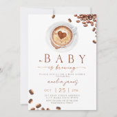 Baby Is Brewing Babyborrel met koffieboon thema Kaart (Voorkant)