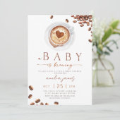 Baby Is Brewing Babyborrel met koffieboon thema Kaart (Staand voorkant)