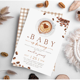 Baby Is Brewing Babyborrel met koffieboon thema Kaart