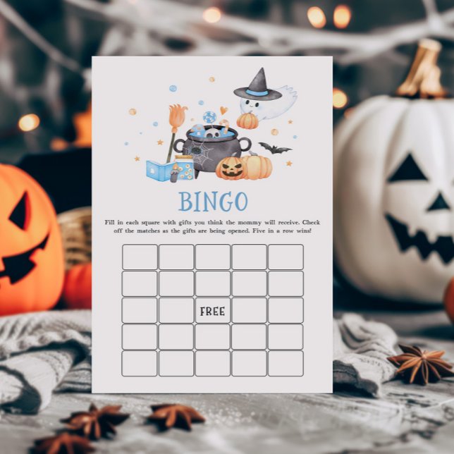 Baby is Brewing Blauwe Halloween Bingo Spel (Baby is Brewing Baby Shower Bingo Game
)