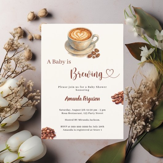 Baby is Brewing coffee Baby Shower Kaart