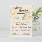 Baby is Brewing Coffee Baby Shower Uitnodiging (Staand voorkant)