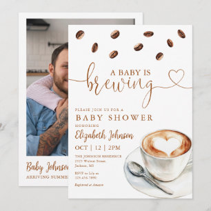 Baby Is Brewing Coffee Foto QR Code Shower Kaart