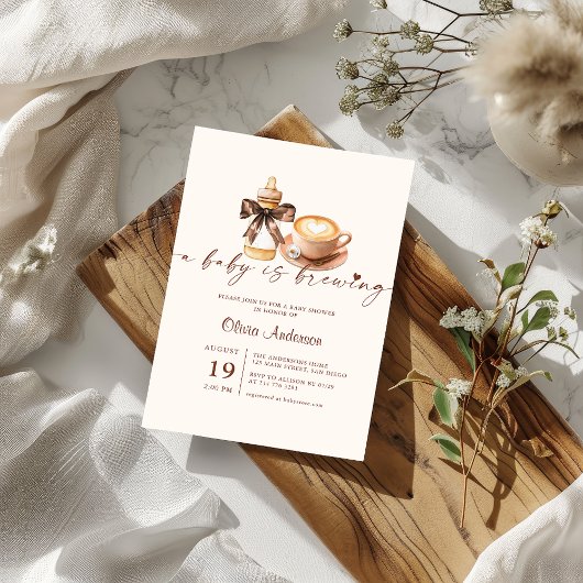 Baby Is Brewing Coffee Gender Neutral Baby Shower Kaart