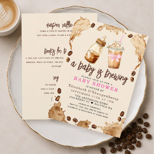 Baby is Brewing Coffee Girl Baby Shower All in One Kaart