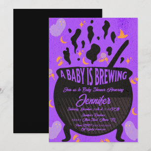 Baby is Brewing Ghost Groovy Retro Baby Shower  Kaart