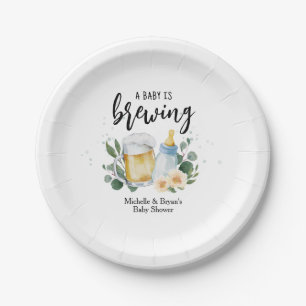 Baby Is Brewing Groene Baby Shower Papieren Bordje