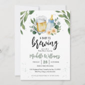 Baby Is Brewing Groene Baby Shower Uitnodiging (Voorkant)