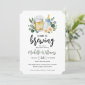 Baby Is Brewing Groene Baby Shower Uitnodiging (Staand voorkant)