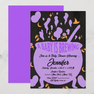Baby is Brewing Groovy Retro Baby shower Kaart