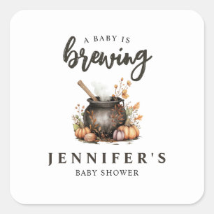 Baby Is Brewing Halloweenthema baby shower Vierkante Sticker