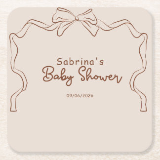 Baby is Brewing Hand Getekende Koffie Baby Shower Vierkante Kartonnen Onderzetter