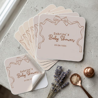 Baby is Brewing Hand Getekende Koffie Baby Shower Vierkante Sticker