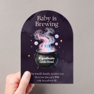Baby Is Brewing Heksenpot Halloween Geslacht Revea Acryl Uitnodigingen