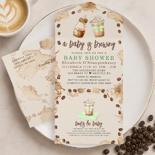 Baby is Brewing Koffie Geslacht Neutrale Baby Show All In One Uitnodiging