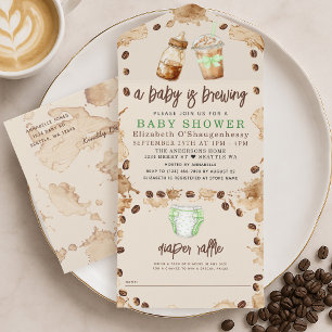 Baby is Brewing Koffie Geslacht Neutrale Baby Show All In One Uitnodiging