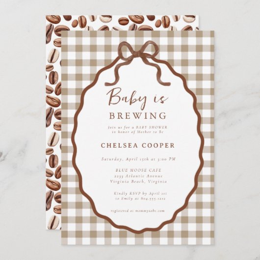 Baby is Brewing Neutral Baby Shower Invitation Kaart (Voorkant / Achterkant)