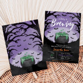 Baby is Brewing Paarse Halloween Baby Shower Kaart
