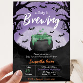 Baby is Brewing Paarse Halloween Baby Shower Kaart