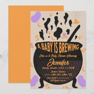 Baby is Brewing Retro Baby shower Party Kaart